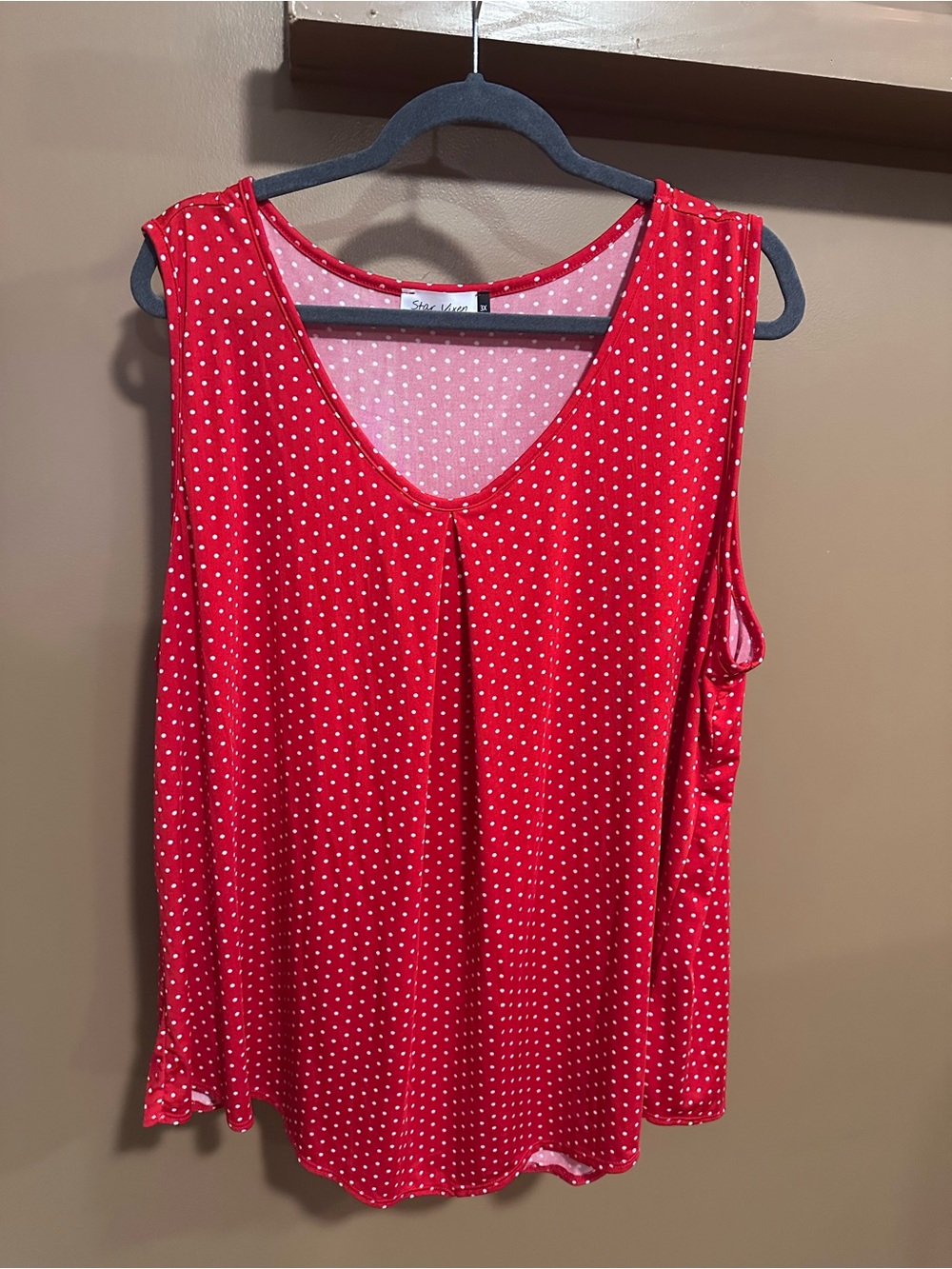 Style & Co. Red Polka Dot V-Neck Tank Top